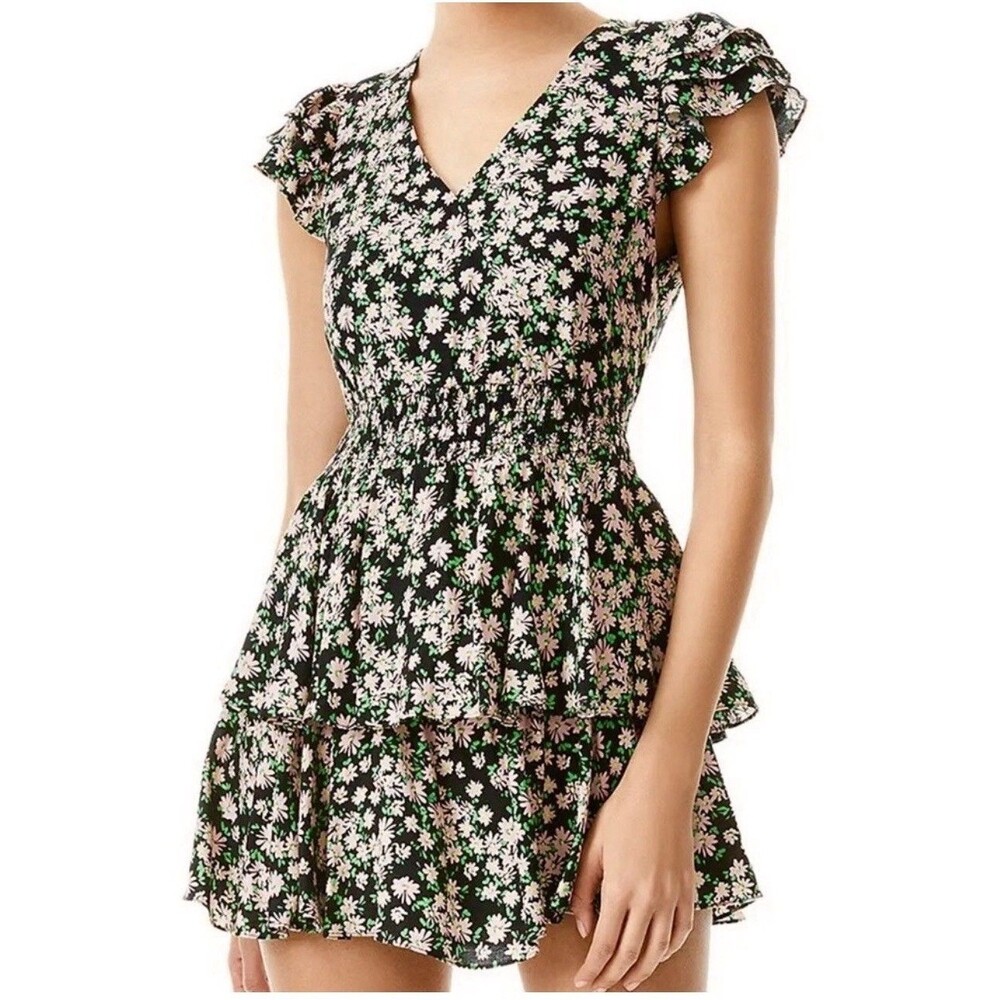 Alice + Olivia Mariska Floral Ruffle Tiered Skort Romper Mini Dress Multi Size 2